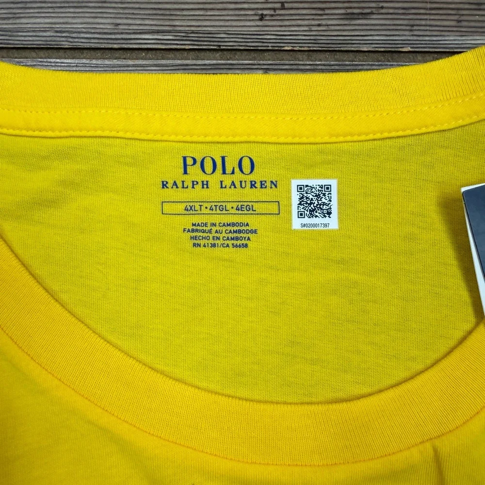 Polo Ralph Lauren Mens Size 4XLT T-Shirt Yellow Pocket Short Sleeve NWT